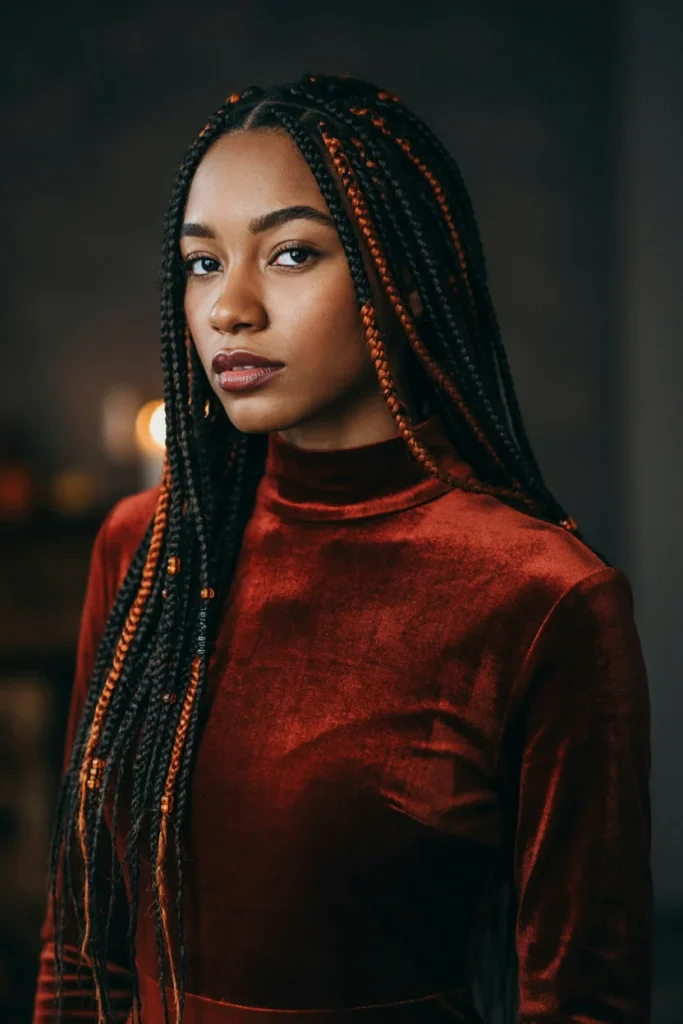 Orange and Black Braided Hairstyle