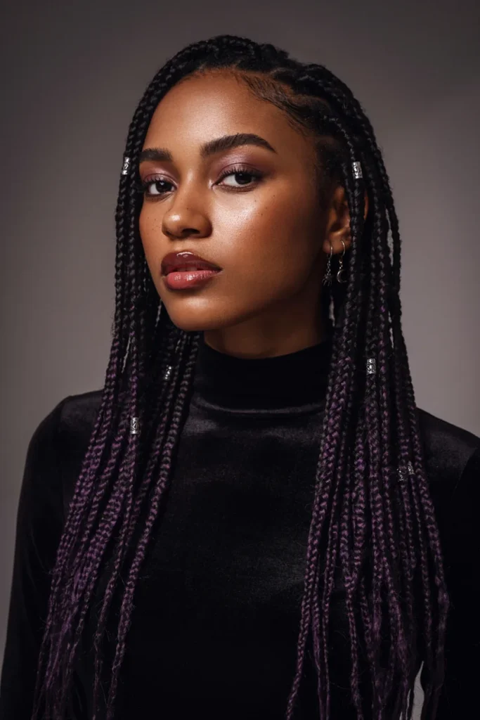 Purple and Black Braided Hairstyle