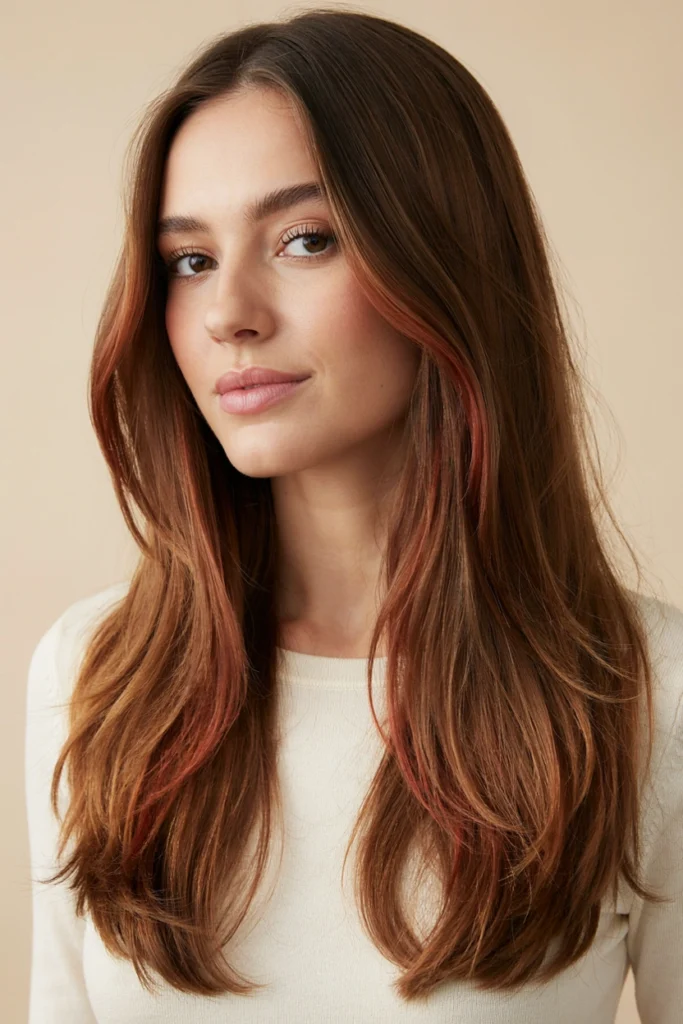 Red Copper Balayage with Money Pieces
