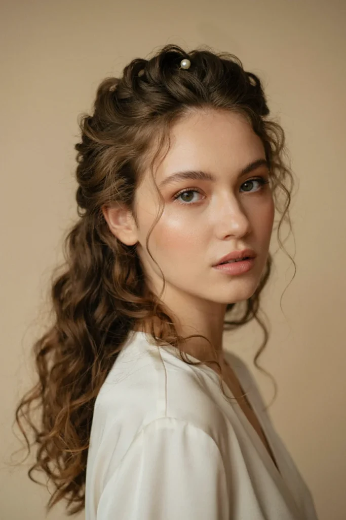 Romantic Curly Half-Updo