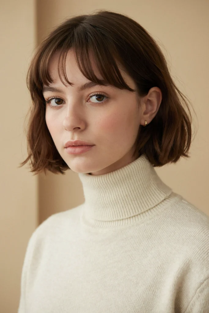Short Brown French Bob