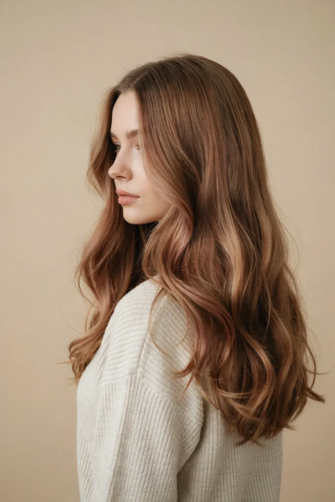 Soft Rose Copper and Red Balayage