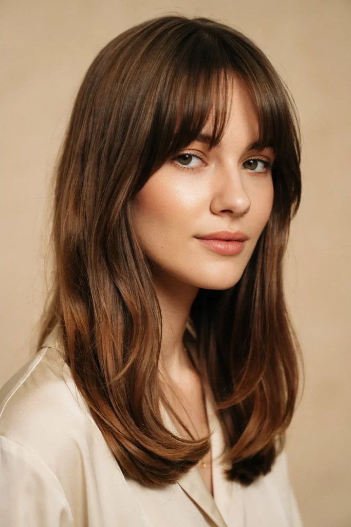 Sophisticated Long Bob with Curtain Bangs