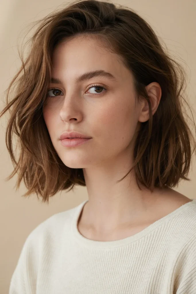 Tousled Choppy Bob with Soft Waves