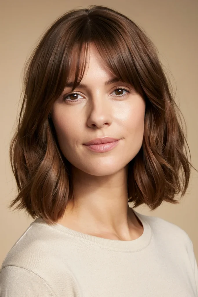 Wavy Bob with Full Bangs