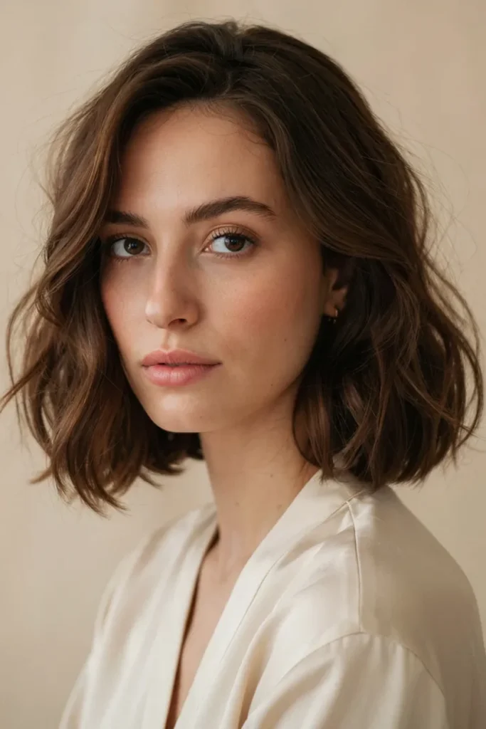 Wavy Brown Bob With Face-Framing Layers