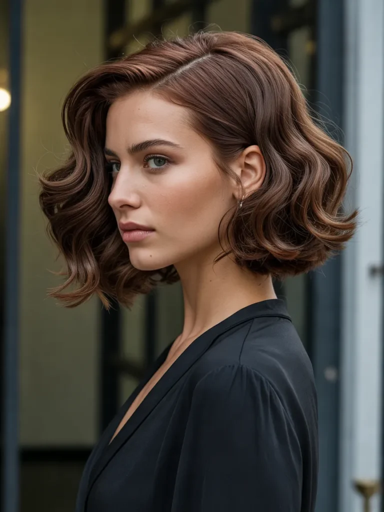Wavy Italian Bob With a Deep Side Part