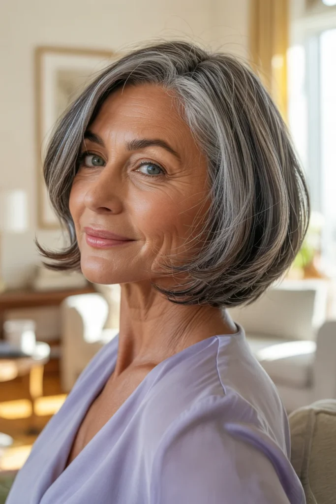 Face-Framing Grey Bob