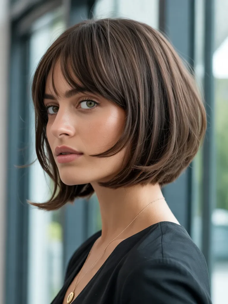 Italian Bob With Side-Swept Bangs