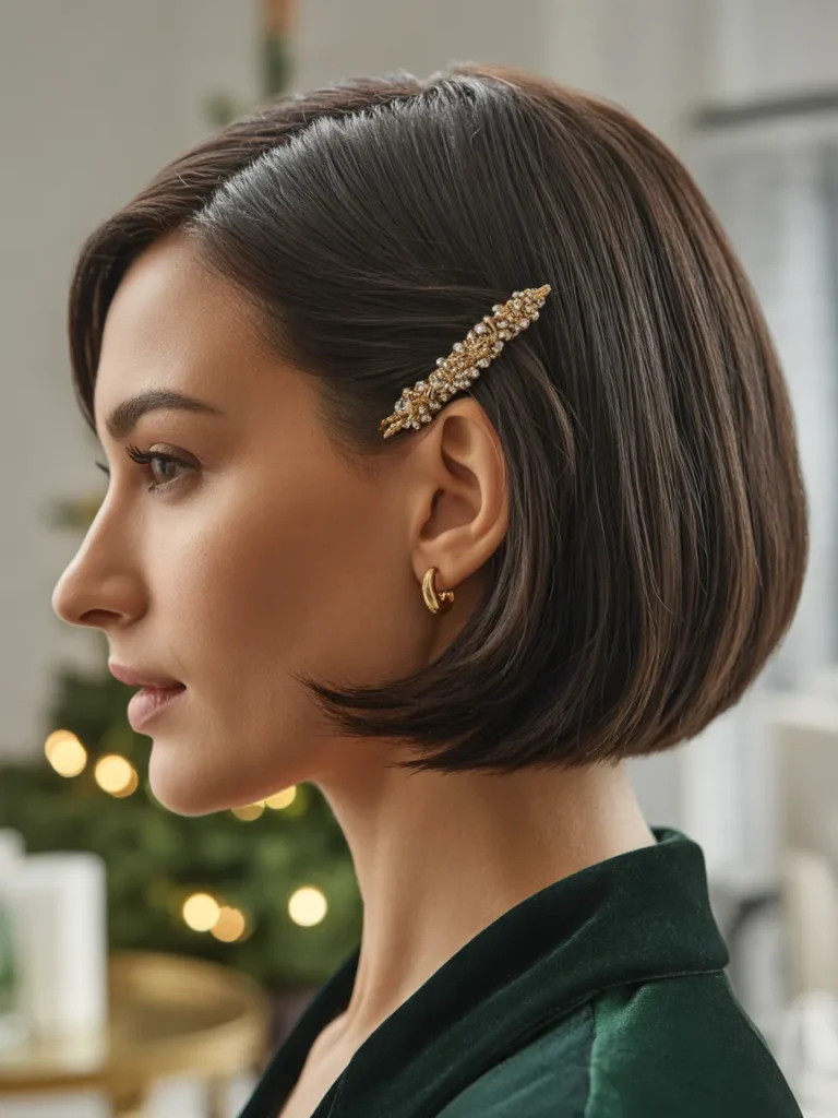 Sleek Bob With a Festive Hair Clip