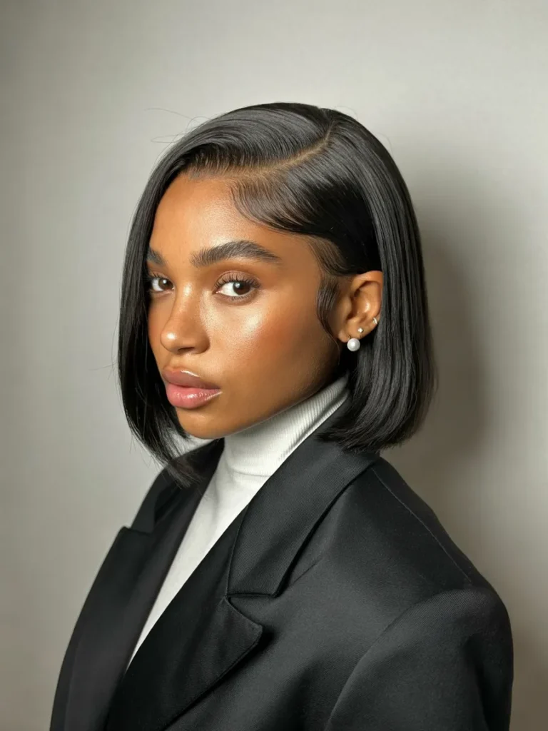 Sleek Bob With a Side Part