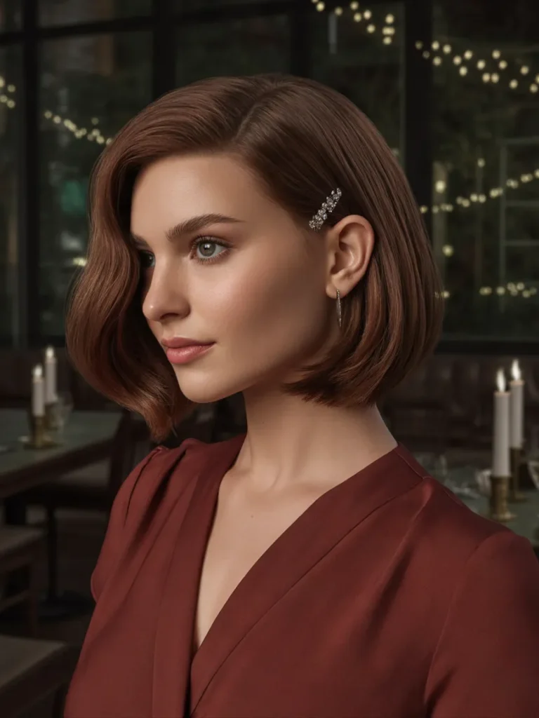 Sleek Side-Swept Christmas Hairstyle